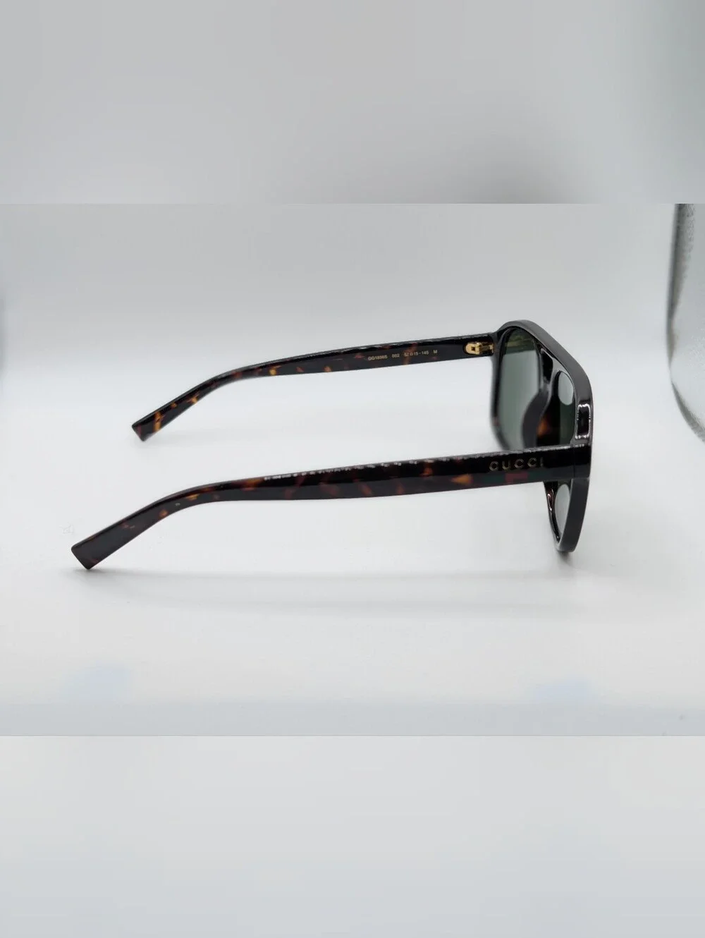 GUCCI Aviator Sunglasses Tortoise Shell Dark Green Lens GG1856S 002 w/ Case NEW